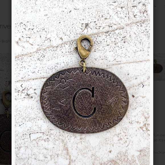 Boho “ C “ Bronze Oval Letter C Charm - Picture 1 of 3